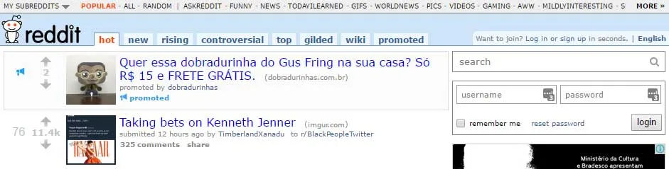 Dobradurinhas - Anúncio no Reddit