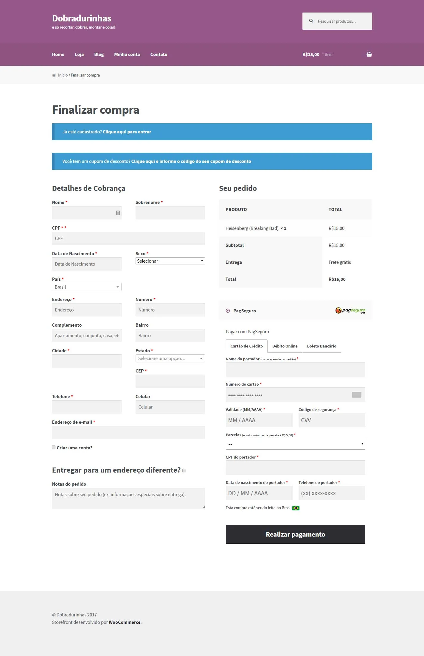 Dobradurinhas - Finalizar Compra Antigo