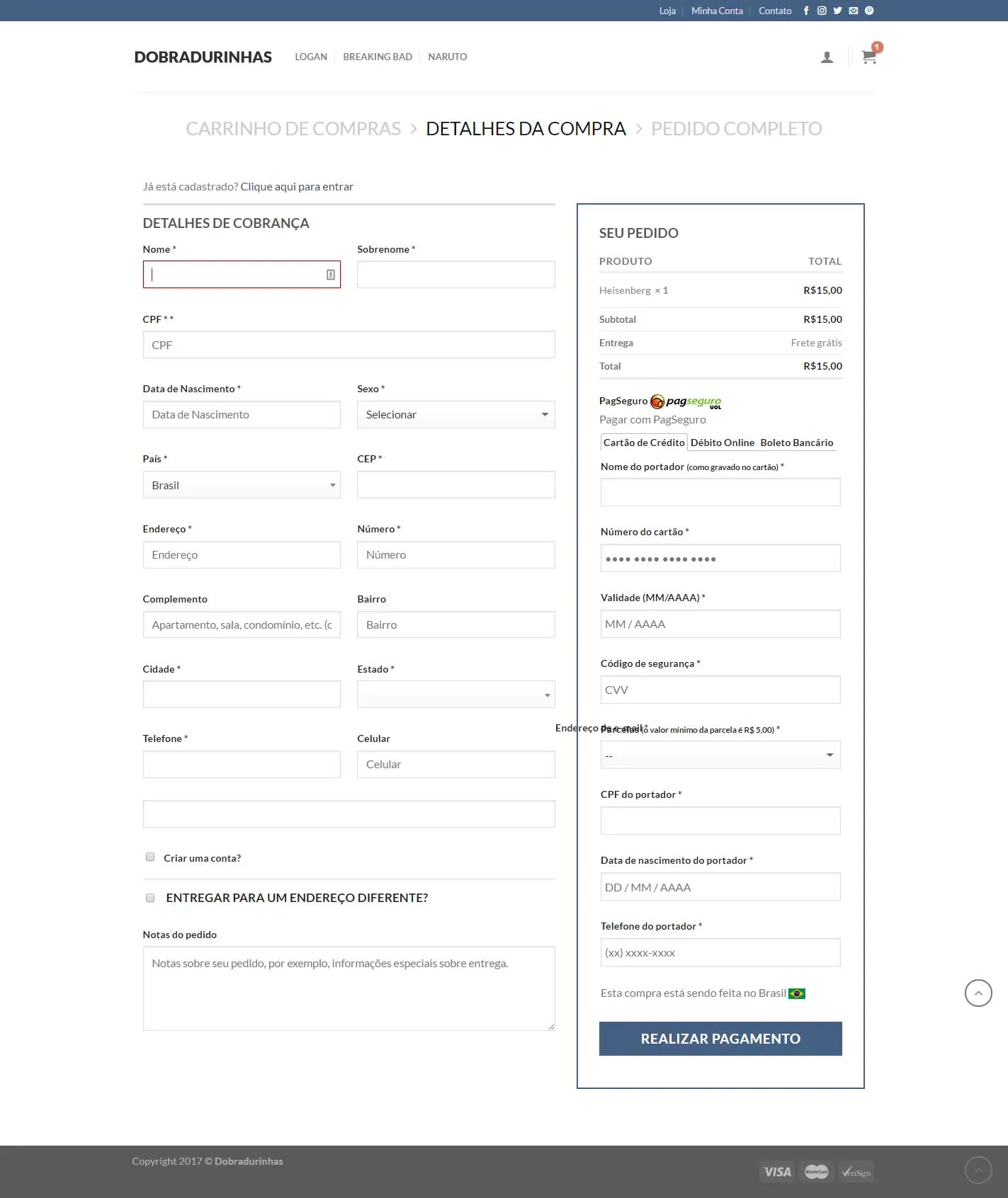 Dobradurinhas - Finalizar Compra Novo